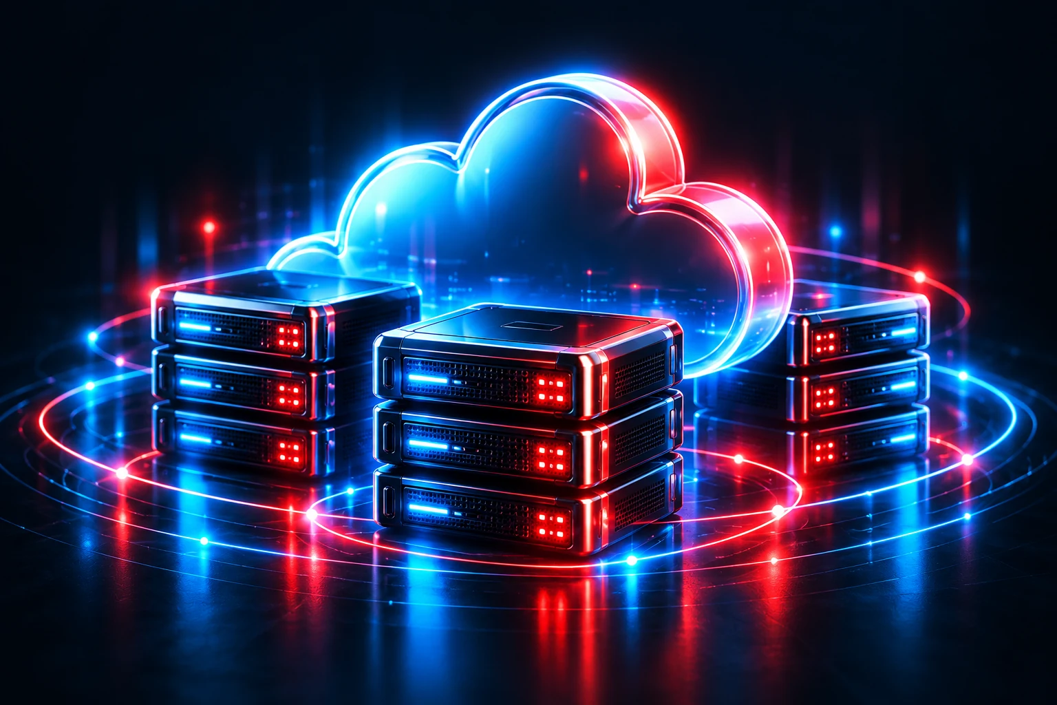 Hébergement cloud — illustration 3D AminoDev
