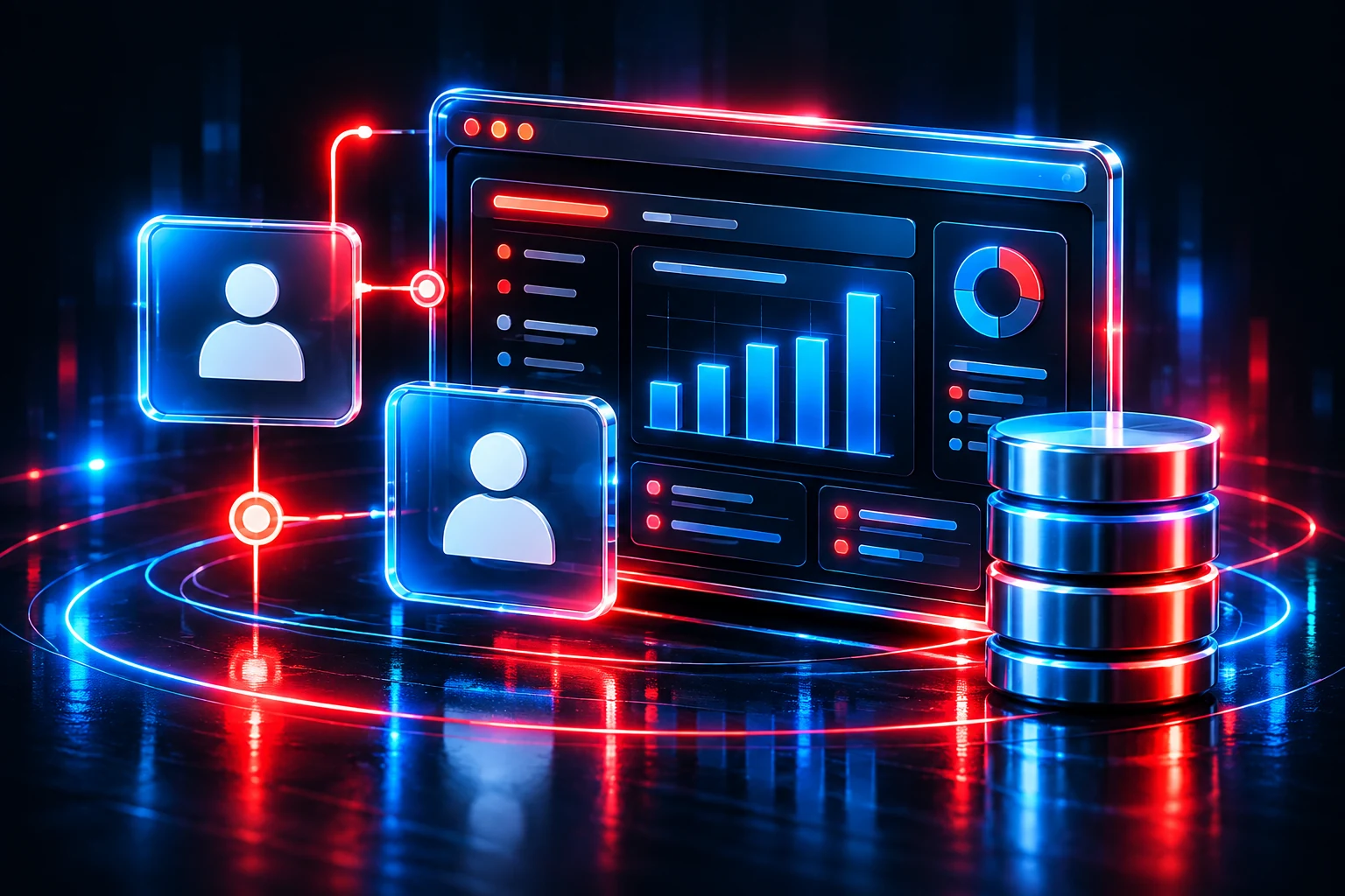 CRM & ERP sur mesure — illustration 3D AminoDev